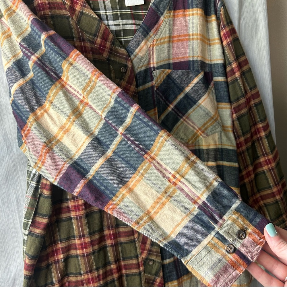 Backroad Blues Patchwork Mixed Plaid Flannel Shir… - image 5
